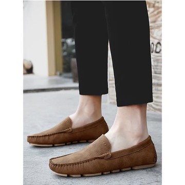 2024新款男士休閑豆豆鞋時尚透氣鞋韓版懶人鞋真皮男鞋潮流一腳蹬