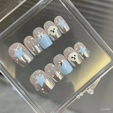 ✨Hannah✨純手工【奶油小狗】可愛小狗純手繪奶油色短款日常通懃穿戴甲精緻穿戴甲 YGDM