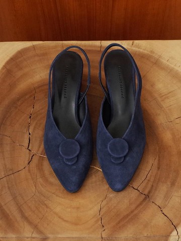 Double Button Sling Back Navy