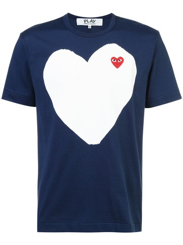 Comme Des Garçons Play - heart print T-shirt - men - Cotton - S - Blue
