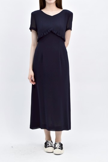 (S) 呂錦雪紡短袖藍色洋裝