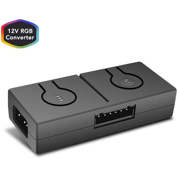 EZDIY-FAB 12V RGB轉5V ARGB RGB轉換器，3路分配器以及12V4針接頭連接器 內置50種顏色模式