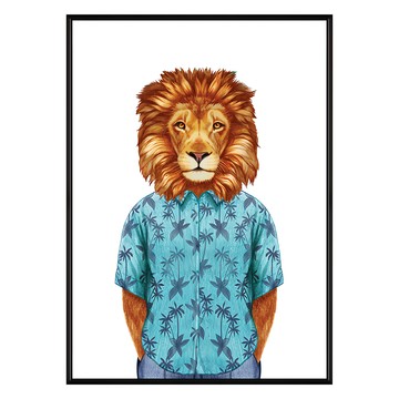 Boss 獅子畫像 居家裝飾  30 x 40cm  黑色