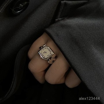 🔥臺灣出貨🍎韓版S925銀羅馬數字戒指女複古時尚重工鍾錶開口指環嘻哈食指戒潮