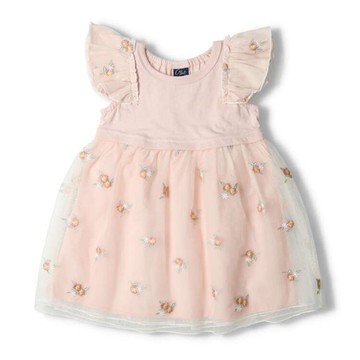 akachan honpo - 刺繡薄紗洋裝-粉紅色