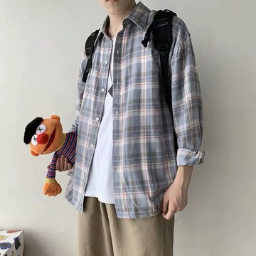 格紋襯衫 長袖襯衫 百搭日系風 韓版寬鬆外搭襯衫 格子襯衫 長袖襯衫 男生衣著（RSJ706）【壹號站】