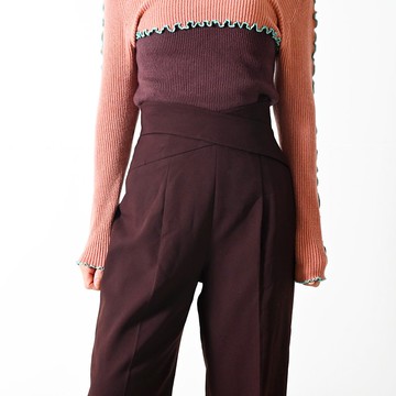 【蛋植物古著】交叉頻道純色高腰古著老爺褲