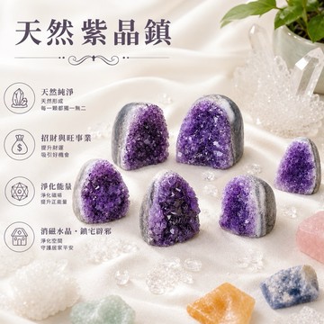 【光之捕夢網】天然水晶 紫水晶 紫晶洞小型 紫晶 紫晶鎮 一圖一物 紫晶簇迷你紫晶簇桌面裝飾擺飾