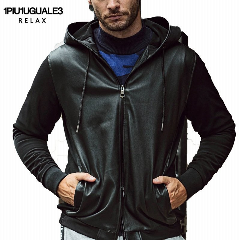 1piu1uguale3 Relax ウノピュウノウグァーレトレ メンズ ウォッシャブル レザーパーカー シープレザー 21aw 通販 Lineポイント最大0 5 Get Lineショッピング