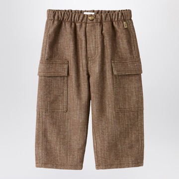 Brown cotton-blend cargo trousers
