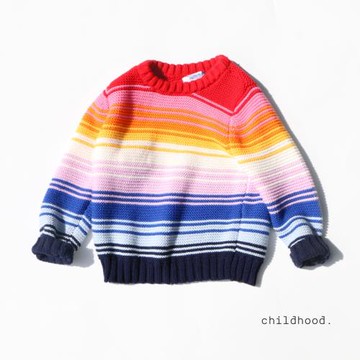 外貿 買到賺到！兒童條紋彩虹毛衣套頭衫洋氣打底衫寬松上衣春裝