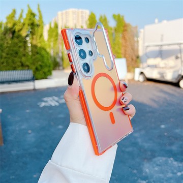 鐳射漸變 五金镜头支架  磁吸手機殼  適用於 三星 Galaxy S26 Ultra A57 A37 A36 保護殼