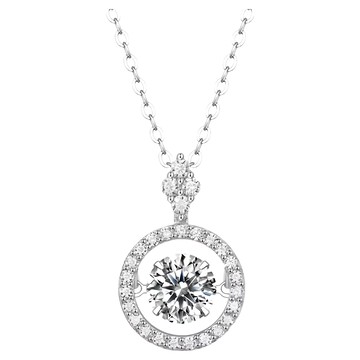 CF Diamond 項鍊 莫桑鑽 配鑽圓繞主鑽 優雅設計 國際標準S925純銀  觸動  1克拉  觸動 銀色