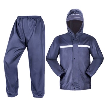 兩件式雨衣 PVC+牛津布  XL  藏青
