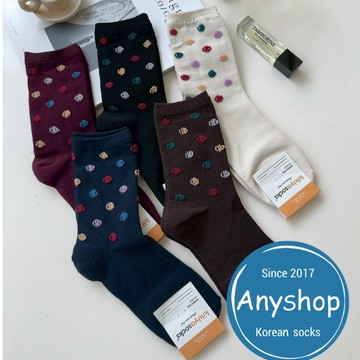 Anyshop韓國襪 彩毛點點中筒襪 彩點點 毛點點 韓國襪 中筒襪 韓襪 韓國襪子 女生襪 女襪24203
