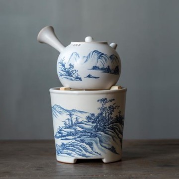 碌心  蘇打釉碳爐酒精燈炭燒圍爐煮茶 陶瓷手繪山水壺家用小茶爐
