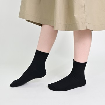 JINYU 吸濕排汗3倍氣墊素面1/2襪12雙入-黑