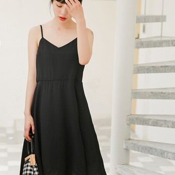 吊帶裙雪紡連衣裙-純色簡約優雅氣質女背帶裙子3色73rx46【獨家進口】【米蘭精品】