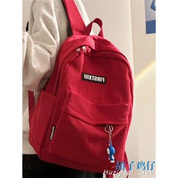 高顏值書包女韓版ins復古純色簡約百搭雙肩包少女學生大容量背包