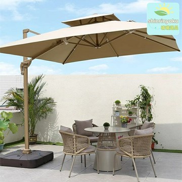 【太陽能供電】戶外遮陽傘 庭院傘 花園傘 露臺傘 涼棚傘 方形大傘 防水防曬 自動照明 別墅奶茶店外擺 室外休閒區