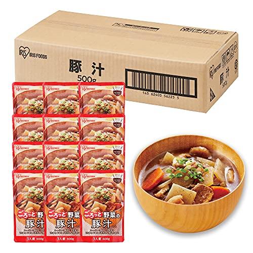 アイリスオーヤマ 豚汁 3人前 500g ×12個 レトルト 非常食 保存食 (製造から) 2年保存