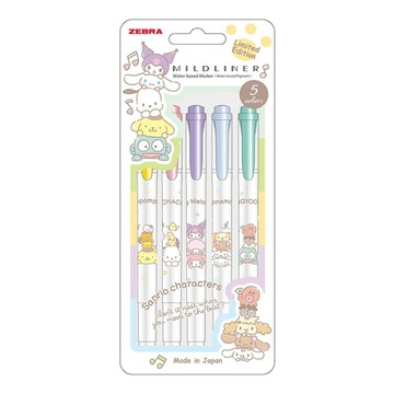 (限量)斑馬ZEBRA x 三麗鷗 MILDLINER 雙頭螢光筆 5色組(WKT7-SV-5C)
