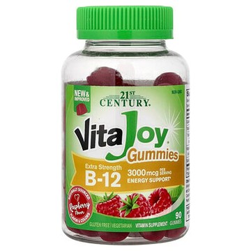 21st Century, VitaJoy 軟糖，B-12，特強型，樹莓味，90 粒軟糖（每粒軟糖 1500 微克）