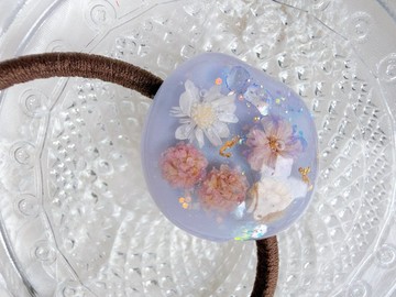 手作飾物 髮圈橡筋 日本真花 貝母 夢幻可愛 夏日穿搭髮飾馬尾