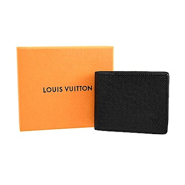LV Louis Vuitton M30539 Slender皮革對折短夾(黑色)