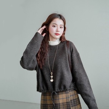 現貨★圓領下擺抽繩短版上衣(共3色)1209 【NR2543】