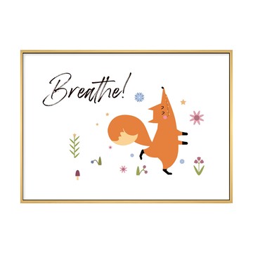 春日的小狐狸 雀躍 畫 Breathe  50 x 70cm  木色