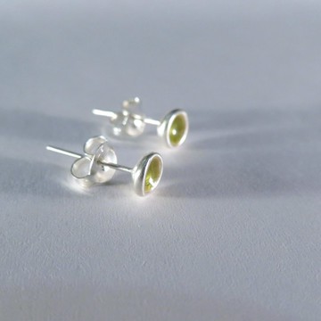 若草色琺瑯純銀耳環