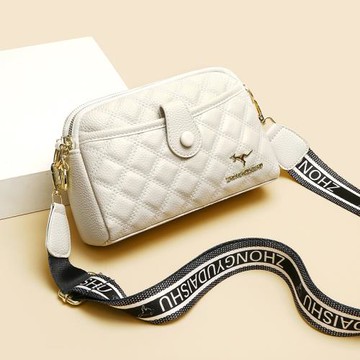 小挎包女2024新款潮百搭菱格包中年女包媽媽款斜挎手機小包包軟皮