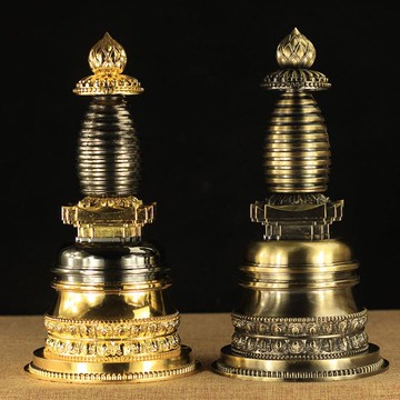 藏傳佛教用品 佛塔 舍利塔 銅鎏金噶當塔 嘎當塔 佛塔擺件批發