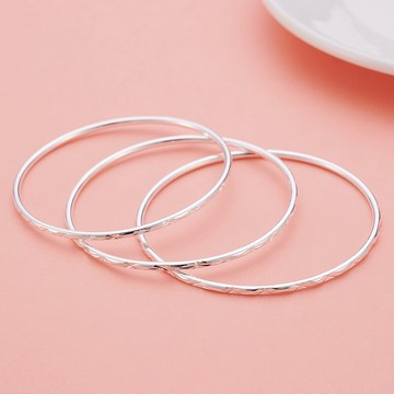 滿天星銀手鐲女9999純銀年輕款時尚細圈足銀手環鐲子簡約時尚個性