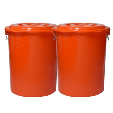 G+居家 台灣製萬用桶106L-2入儲水桶/附蓋垃圾桶/資源回收桶/塑膠桶/開蓋桶/冰桶/收納桶/鐵環提桶/工廠大型用桶