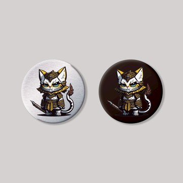 NO.23/戰國喵喵/圓形-鋁牌飾貼 SunBrother孫氏兄弟 金屬質感 防水 鋁牌 車貼