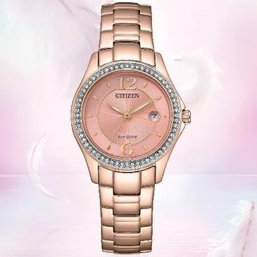 CITIZEN星辰 LADY'S系列 時尚晶鑽光動能腕錶／FE1252-82X／29.5mm