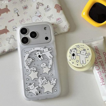 星星兔子小熊適用蘋果iPhone17/16promax/15手機殼14冰霧磁吸殼13