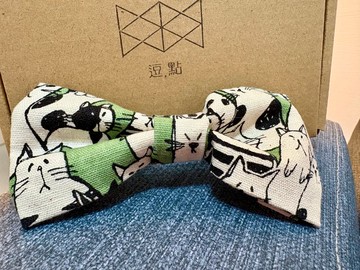 手做領結∣線條貓貓∣紳士∣文青∣約會配件