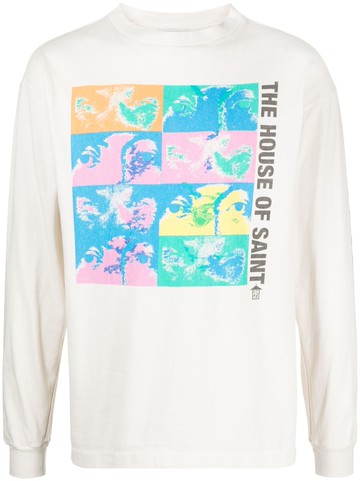 SAINT MXXXXXX - graphic-print long-sleeve T-shirt - men - Cotton - S - White