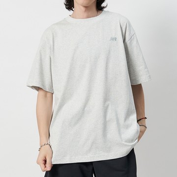 New Balance 男款 白灰色 刺繡 經典 棉質 休閒 美版 Logo 上衣 短袖 MT41533AHH