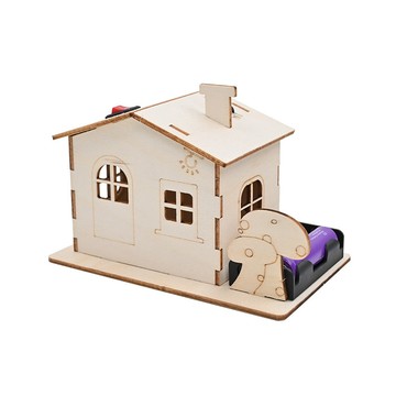 「藍象科學小實驗」七彩小屋 DIY拼插創意電路小屋模型手工科技小製作實驗材料包