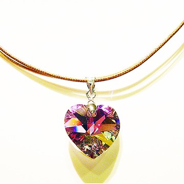 繽紛晶鑽桃花人緣項鍊(附時尚皮繩)