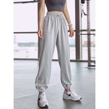 dcw束腳運動褲女寬松收口工裝口袋健身休閑褲ins高腰瑜伽長褲春秋