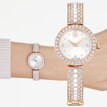 SWAROVSKI 施華洛世奇 Matrix Pearl 水晶珍珠手鐲式手錶 女錶-29mm 5705406