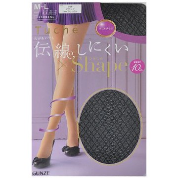 GUNZE 郡是 Tuche 耐勾絲 輕壓塑形鑽石菱格紋花紋褲襪(黑色/M-L)