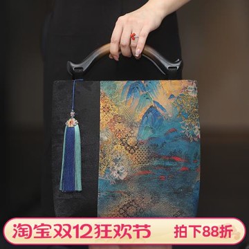 木手柄材料包手工布藝diy花蘿面料復古流蘇拼接手提包465