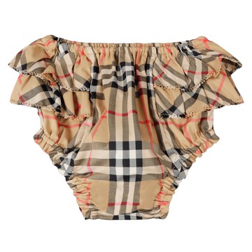 BURBERRY Kids 嬰幼兒經典格紋荷葉邊包屁褲