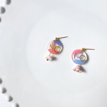 春日漂浮汽水夾式/針式耳環